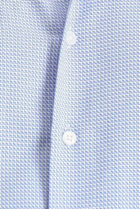 Gök Mavisi Uzun Kol Regular Fit Desenli Pamuk Gömlek