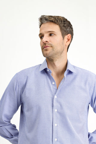  Mavi Uzun Kol Regular Fit Desenli Pamuk Gömlek