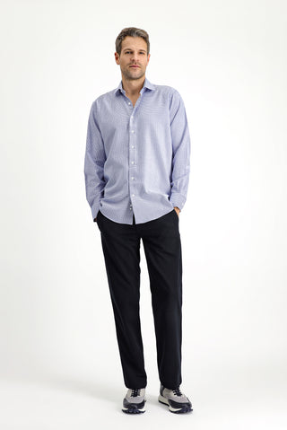  Mavi Uzun Kol Regular Fit Desenli Pamuk Gömlek