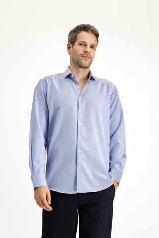 Mavi Uzun Kol Regular Fit Desenli Pamuk Gömlek