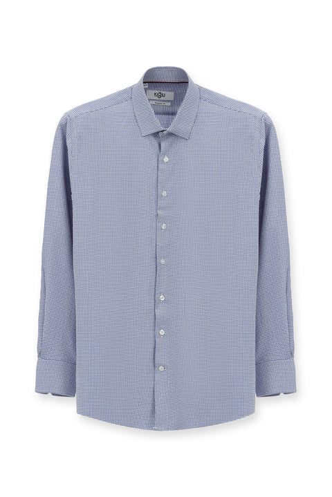 Mavi Uzun Kol Regular Fit Desenli Pamuk Gömlek