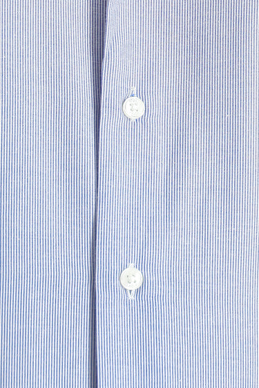 Lacivert Uzun Kol Klasik Çizgili Pamuklu Kolay Ütülenebilir Gömlek