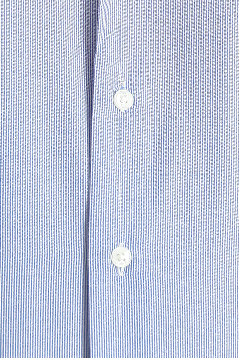 Navy Blue Long Sleeve Classic Striped Cotton Easy-Iron Shirt