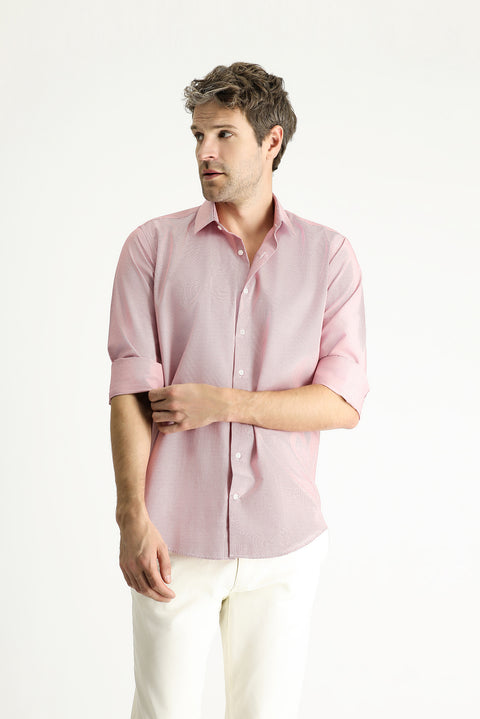 Bayrak Kırmızı Uzun Kol Klasik Çizgili Pamuklu Kolay Ütülenebilir Gömlek