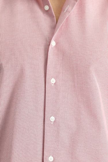 Bayrak Kırmızı Uzun Kol Klasik Çizgili Pamuklu Kolay Ütülenebilir Gömlek