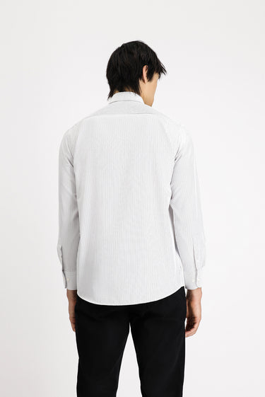 Siyah Uzun Kol Klasik Çizgili Pamuklu Kolay Ütülenebilir Gömlek