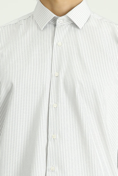 Siyah Uzun Kol Klasik Çizgili Pamuklu Kolay Ütülenebilir Gömlek