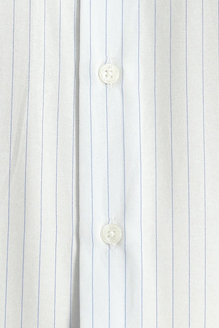  Açık Mavi Uzun Kol Klasik Çizgili Pamuklu Kolay Ütülenebilir Gömlek