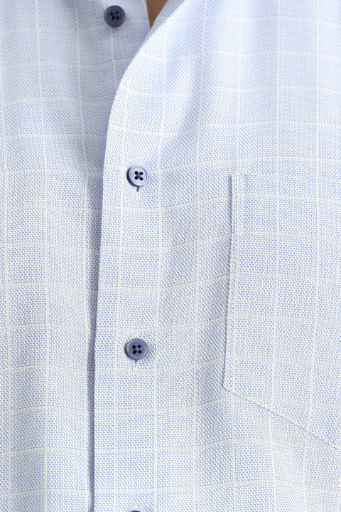 Mavi Uzun Kol Regular Fit Non Iron Ekose Pamuklu Gömlek