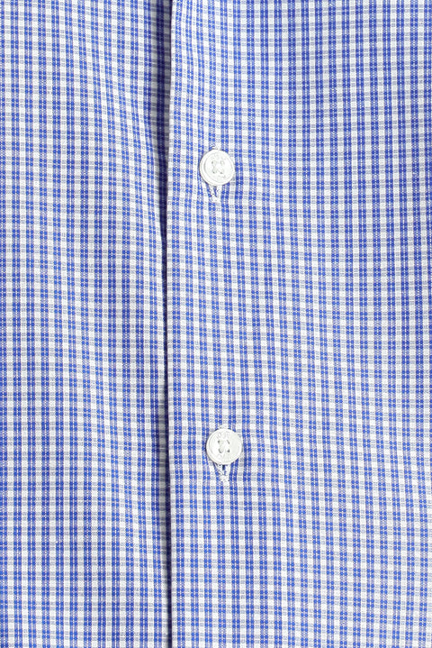 Lacivert Uzun Kol Regular Fit Ekose Pamuklu Kolay Ütülenebilir Gömlek