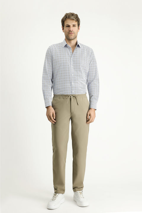 Lacivert Uzun Kol Regular Fit Ekose Pamuklu Kolay Ütülenebilir Gömlek