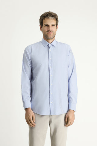  Mavi Uzun Kol Regular Fit Ekose Pamuklu Kolay Ütülenebilir Gömlek