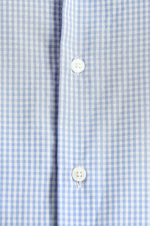 Mavi Uzun Kol Regular Fit Ekose Pamuklu Kolay Ütülenebilir Gömlek