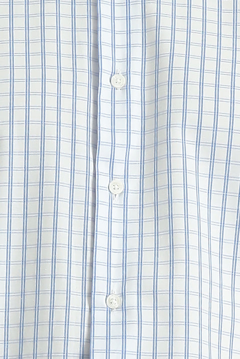 Mavi Uzun Kol Regular Fit Ekose Pamuklu Kolay Ütülenebilir Gömlek