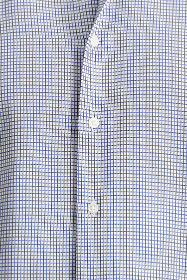 Açık Lacivert Uzun Kol Regular Fit Ekose Pamuklu Kolay Ütülenebilir Gömlek