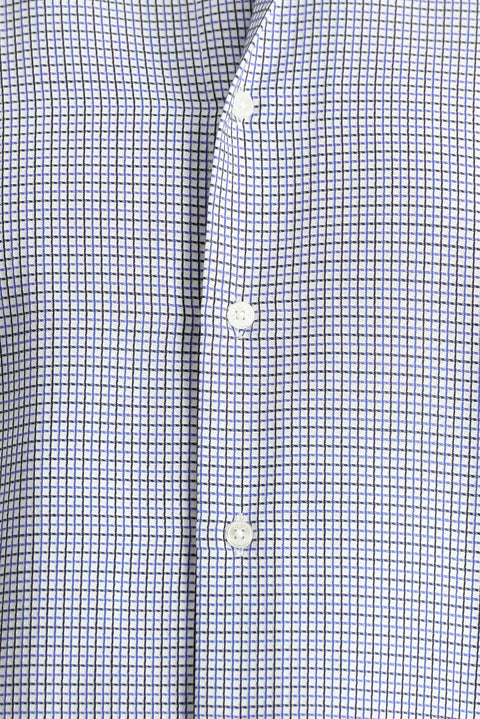 Açık Lacivert Uzun Kol Regular Fit Ekose Pamuklu Kolay Ütülenebilir Gömlek