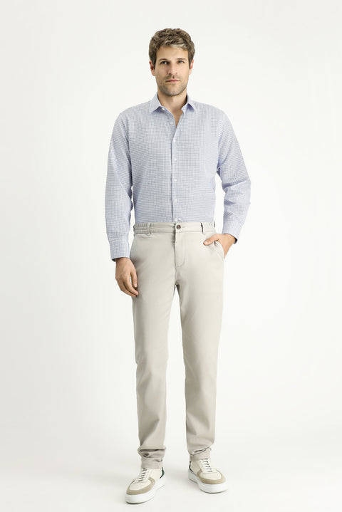 Mavi Uzun Kol Regular Fit Ekose Pamuklu Kolay Ütülenebilir Gömlek