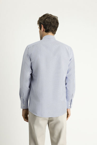 Mavi Uzun Kol Regular Fit Ekose Pamuklu Kolay Ütülenebilir Gömlek