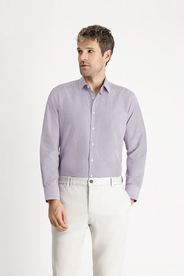 Açık Kırmızı Uzun Kol Regular Fit Ekose Pamuklu Kolay Ütülenebilir Gömlek