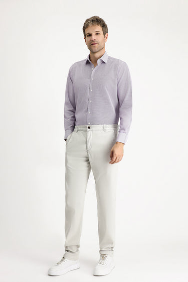 Açık Kırmızı Uzun Kol Regular Fit Ekose Pamuklu Kolay Ütülenebilir Gömlek