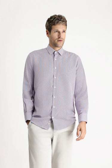 Açık Kırmızı Uzun Kol Regular Fit Ekose Pamuklu Kolay Ütülenebilir Gömlek