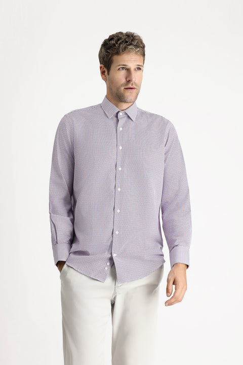 Açık Kırmızı Uzun Kol Regular Fit Ekose Pamuklu Kolay Ütülenebilir Gömlek