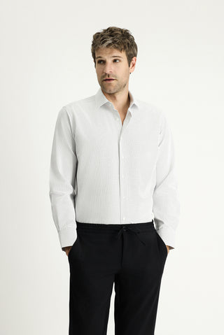  Siyah Uzun Kol Regular Fit Desenli Pamuklu Kolay Ütülenebilir Gömlek