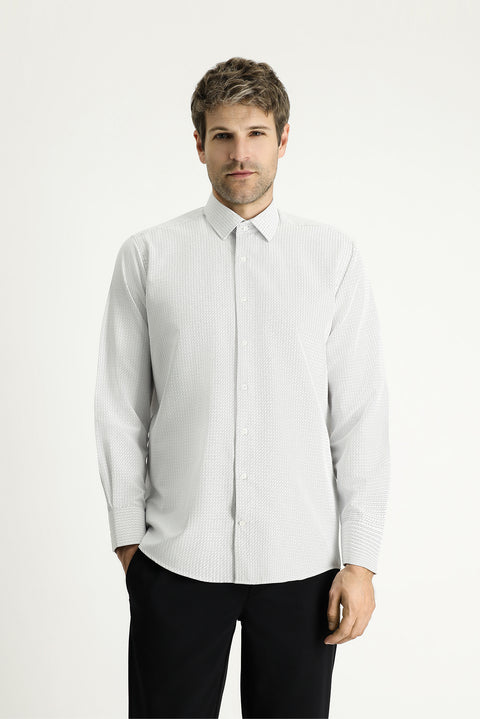 Siyah Uzun Kol Regular Fit Desenli Pamuklu Kolay Ütülenebilir Gömlek