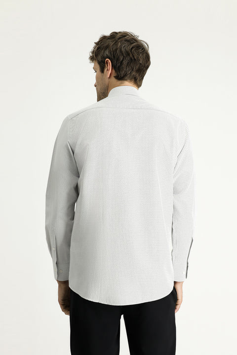 Siyah Uzun Kol Regular Fit Desenli Pamuklu Kolay Ütülenebilir Gömlek