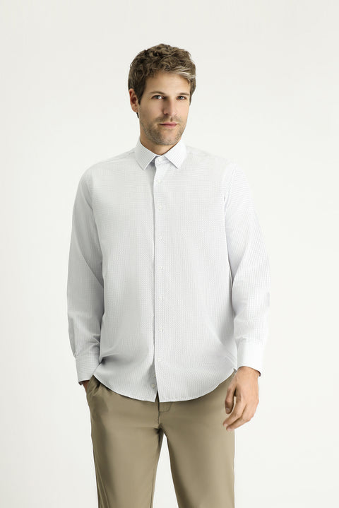 Koyu Lacivert Uzun Kol Regular Fit Desenli Pamuklu Kolay Ütülenebilir Gömlek