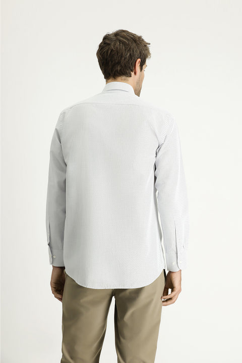 Koyu Lacivert Uzun Kol Regular Fit Desenli Pamuklu Kolay Ütülenebilir Gömlek