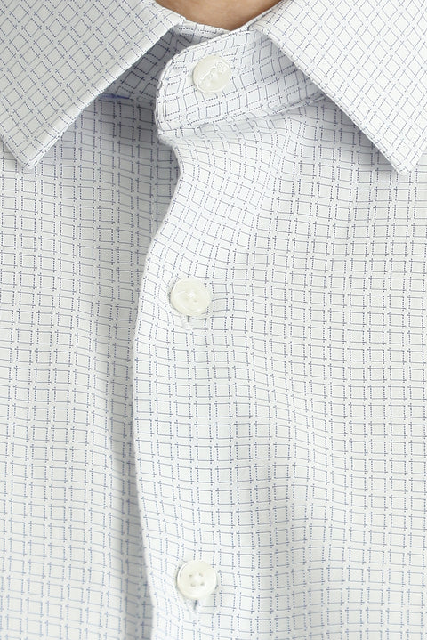 Koyu Lacivert Uzun Kol Regular Fit Desenli Pamuklu Kolay Ütülenebilir Gömlek