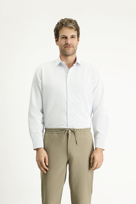 Mavi Uzun Kol Regular Fit Desenli Pamuklu Kolay Ütülenebilir Gömlek