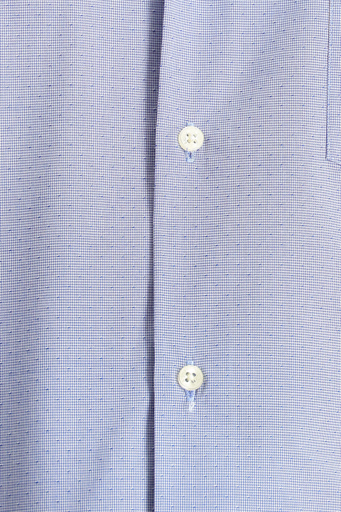 Koyu Mavi  Kısa Kol Regular Fit Desenli Pamuk Gömlek