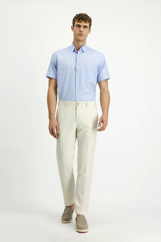  Açık Mavi Kısa Kol Regular Fit Desenli Pamuk Gömlek