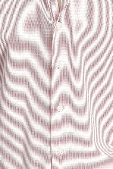 Mercan Kırmızı Kısa Kol Regular Fit Cepli Düğmeli Yaka Desenli Pamuk Gömlek