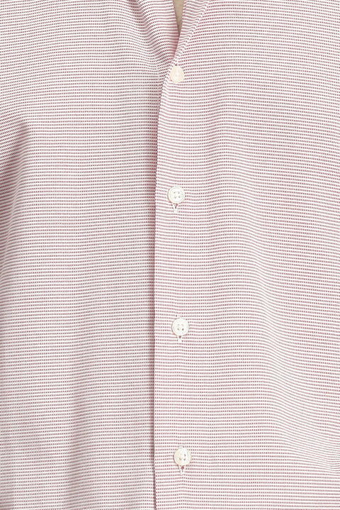 Mercan Kırmızı Kısa Kol Regular Fit Cepli Düğmeli Yaka Desenli Pamuk Gömlek