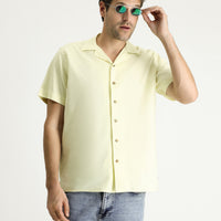 Sarı Kısa Kol Regular Fit Pamuk Gömlek