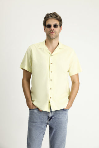  Sarı Kısa Kol Regular Fit Pamuk Gömlek