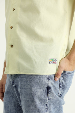  Sarı Kısa Kol Regular Fit Pamuk Gömlek