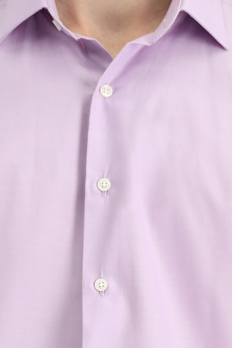 Lila Kısa Kol Regular Fit Pamuk Gömlek
