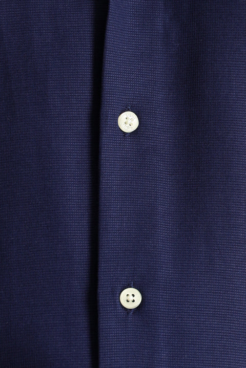 Koyu Lacivert Kısa Kol Regular Fit Desenli Pamuklu Kolay Ütülenebilir Gömlek