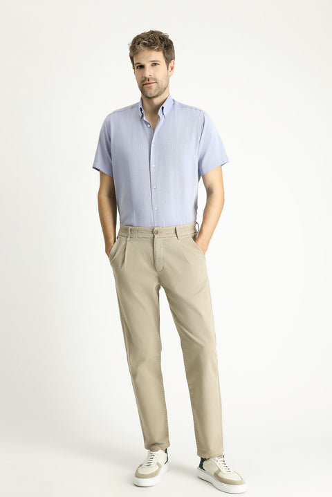 Mavi Kısa Kol Regular Fit Desenli Pamuklu Gömlek