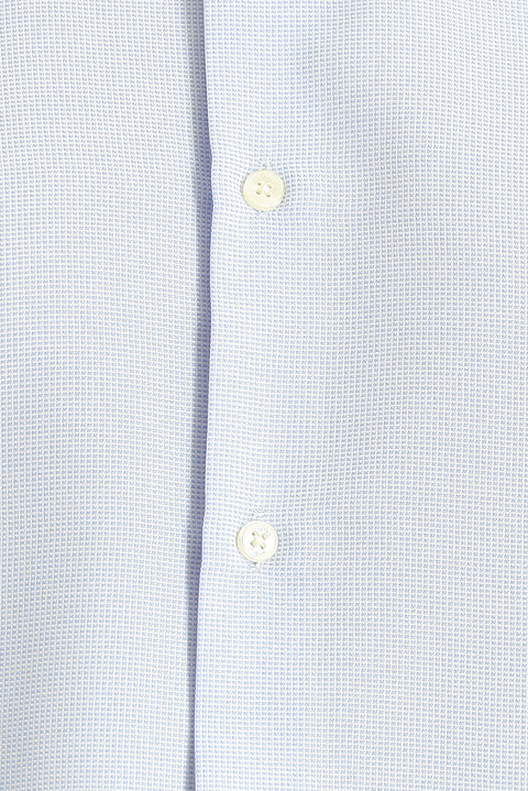 Açık Mavi Kısa Kol Regular Fit Desenli Pamuklu Kolay Ütülenebilir Düğmeli Yaka Gömlek