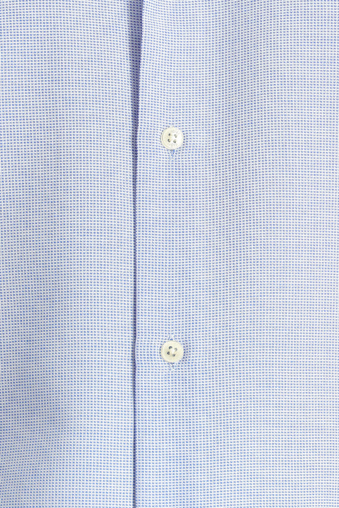 Mavi Kısa Kol Regular Fit Desenli Pamuklu Kolay Ütülenebilir Düğmeli Yaka Gömlek