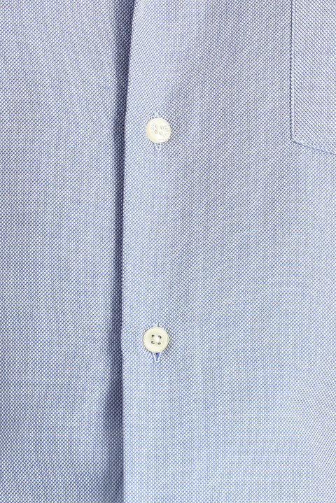 Koyu Mavi  Kısa Kol Regular Fit Desenli Pamuklu Kolay Ütülenebilir Gömlek