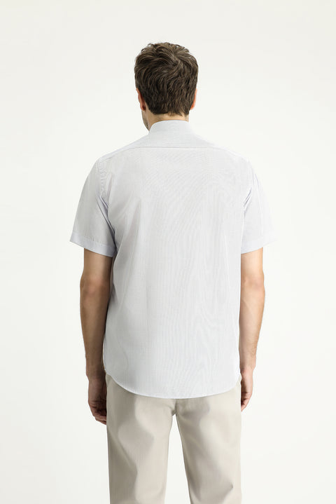White Short Sleeve Regular Fit Patterned Cotton Easy-Iron Shirt