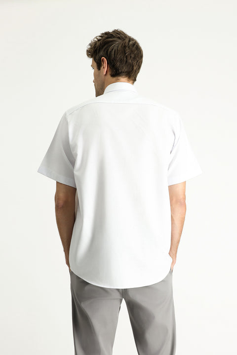 Uçuk Mavi Kısa Kol Regular Fit Çizgili Pamuklu Kolay Ütülenebilir Düğmeli Yaka Gömlek