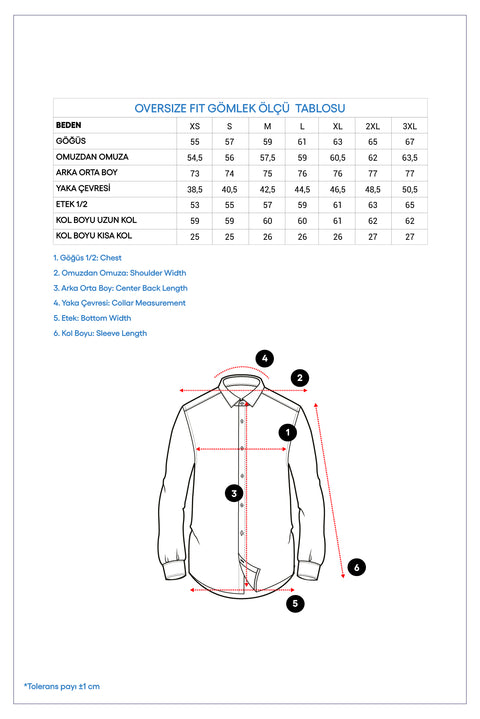 Orta Lacivert Kısa Kol Oversize Desenli Spor Pamuk Gömlek