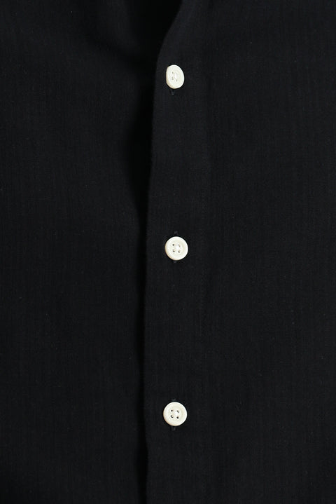 Siyah Kısa Kol Regular Fit Spor Pamuk Düğmeli Yaka Gömlek